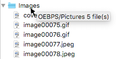 Using tool tip over Book Browser Folder to see file type counts.