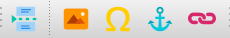 Image of Split, Insert Image, Insert Special Character Insert Anchor, Insert Link toolbar.